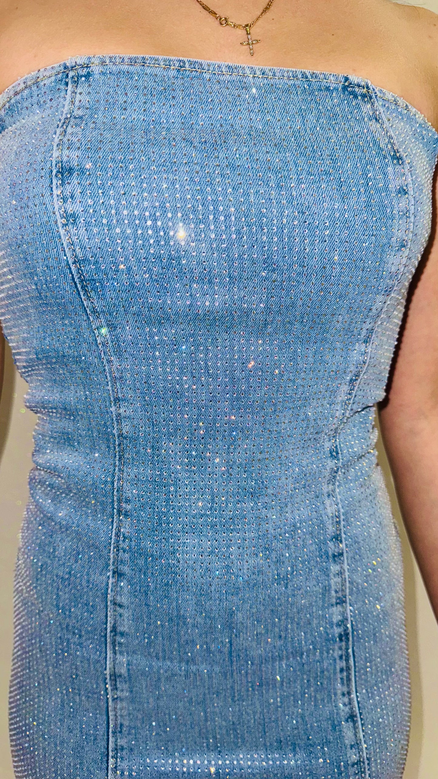 Vestito in denim con strass